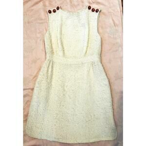 Chanel Ivory Sleeveless Sheath Tweed Dress FR 42 US 10 Pre-Spring 2017